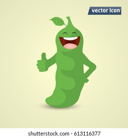 smile pea mascot in vector