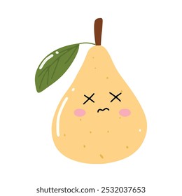 smile pear character isolated on white background