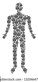 Smile person representation. Vector smile icons are formed into male illustration.