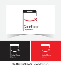 Smile Phone Logo Design Template. Technology Logo Design.