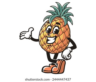 smile Pineapple cartoon mascot illustration character vector clip art hand drawn