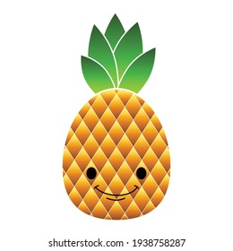 Icono sonríe piña. Caricatura del icono del vector de sonrisa piña para el diseño web aislado en fondo blanco