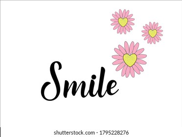 smile pink daisy amazing lettering vector yourself stay positive. daisy design choose happy margarita lettering decorative fashion style trend spring summer stationery