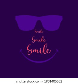 Smile pink text typography in blue background with goggle