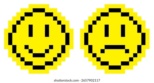 Pixel de sonrisa. Icono de píxel de cara de sonrisa