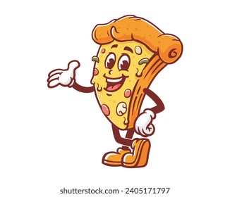 smile Pizza cartoon mascot illustration character vector clip art