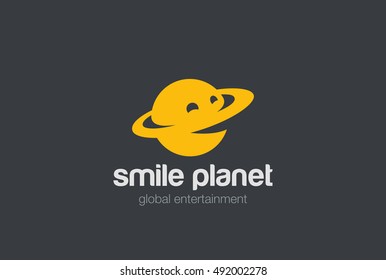 Smile Planet Logo abstract vector design template.