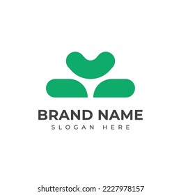 Smile Plant Logo Icon Design Template