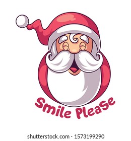 Smile Please! Cute Santa Christmas Background. Vector Illustration