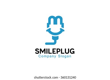 Smile Plug Logo Design Illustration 