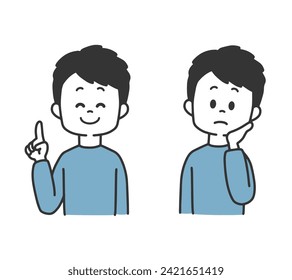 Smile pointing Confused man vector illustration
