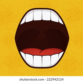 Smile pop art style on yellow background