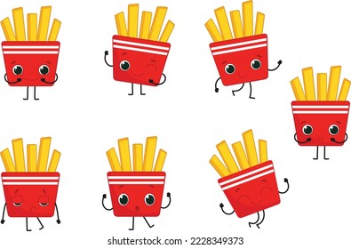 Patatas fritas sonrientes preparadas para el menú del restaurante