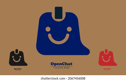 smile power and chat simple and elegant with two choices of black and red. vector abstract flat design logo icon.