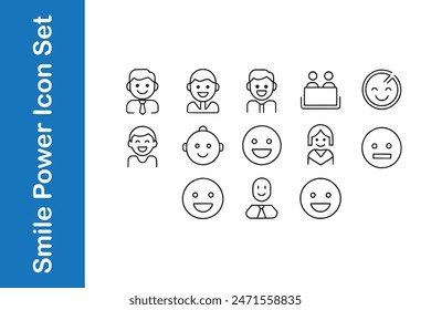 Smile Power Icon Set mit Vektorgrafik Kollektionen. 