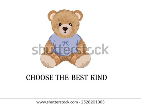 smile and pretty design with hand drawn design teddy bear