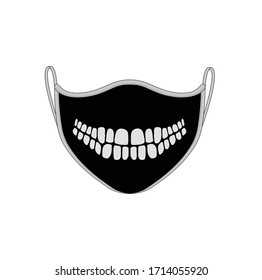 Smile Printed Mask Design On Black Background