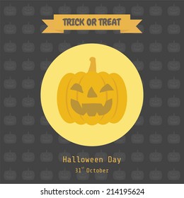 smile pumpkin, halloween poster, flat style