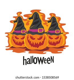 smile pumpkin hallowen vector ilustration