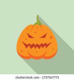Smile pumpkin icon. Flat illustration of smile pumpkin vector icon for web design