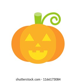 smile pumpkin, jack o lantern, halloween character set icon, flat design 