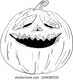 smile from pumpkin prazdik freehand drawing