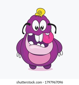 Smile purple possum cartoon character