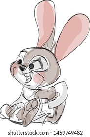  smile rabbit, vector art, toy illustration.