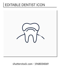 Smile reconstructions line icon. Cosmetic dentistry. Tooth removal and bite correction concept. Teeth whitening and braces idea. Isolated vector illustration. Editable stroke