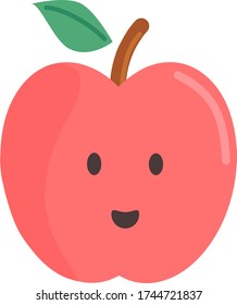 smile red apple fruit icon vector