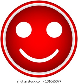 smile red circle icon on white background