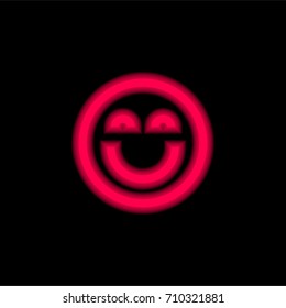 Smile red glowing neon ui ux icon. Glowing sign logo vector