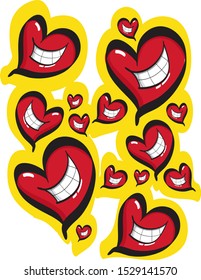SMILE RED HEARTS LAUGH TEETH
