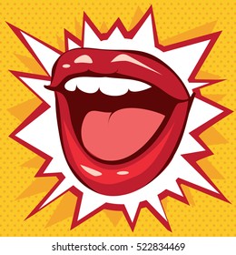 smile red lips on a background of stars