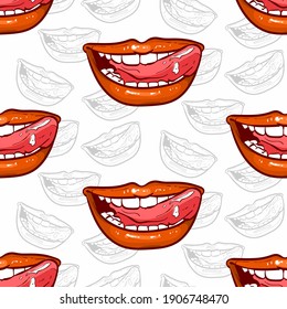 sonrisa labios rojos patrón fluido