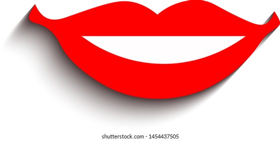 
smile with red lips and shadow