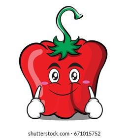 Smile red pepper character cartoon vector illustration