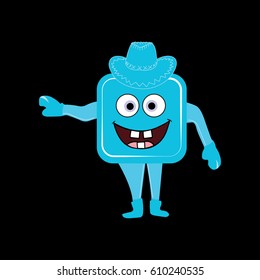 smile robot cowboy icon vector illustration