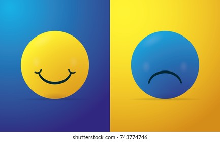 smile sad emoji icon logo. happy and sad face vector illustration