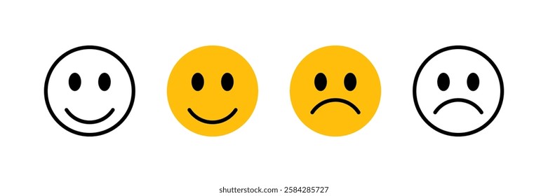 Smile and Sad Face. Smiley. Emoji faces icon. Emoticons icon set