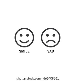 Smile and sad icon vector illustration on white background.