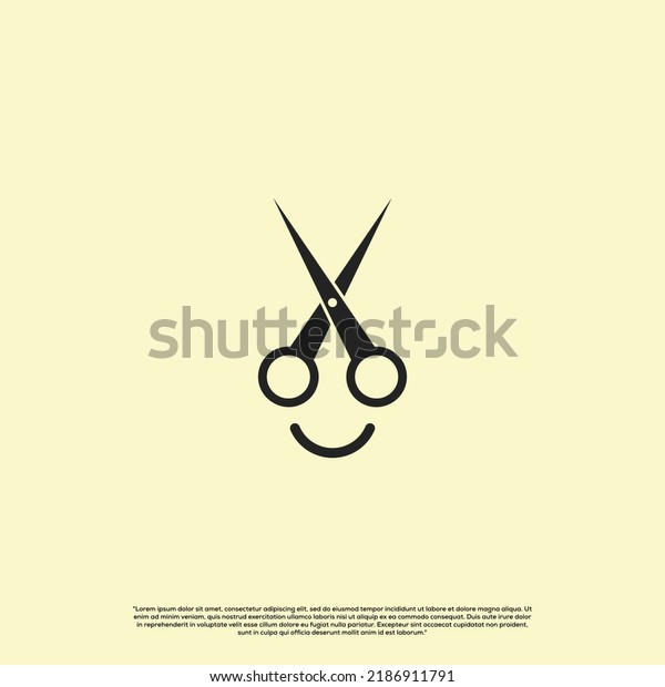 smile scissor logo design, scissor with smile\
emoji logo design\
concept