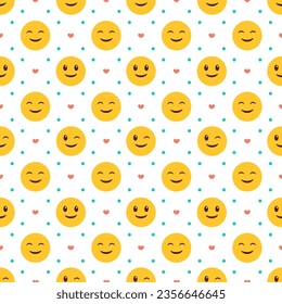 Smile Seamless Pattern Design Illustration with Smiling Character and Happiness Face in Template Hand Drawn Cartoon Flat Design