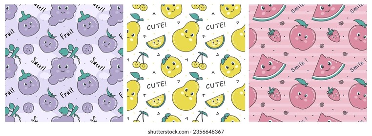 Sonrisa Diseño de patrones sin problemas Ilustración con carácter sonriente y cara de felicidad en diseño plano de caricatura dibujado a mano de plantilla