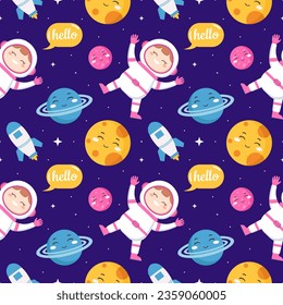 Smile Seamless Pattern Design Illustration with Smiling Character and Happiness Face in Template Hand Drawn Flat Cartoon
