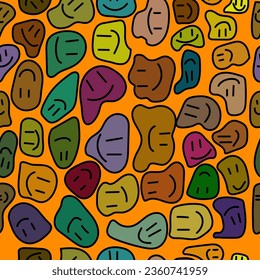 Una sonrisa sin fisuras, garabatos, dibujos animados, boceto. Concepto de fondo para envolver papel, patrón sin fisuras para tela, portada de cuaderno. El diseño es moderno.