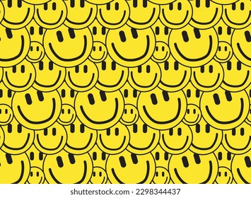 Smile Seamless Pattern Vector . Y2k Background.