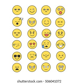 Smile Set. Emoticon. Vector style smile face icons