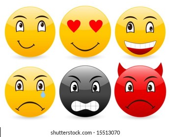 Smile set icon on a white background. Vector illustration.