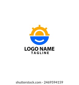 smile setting logo design vector